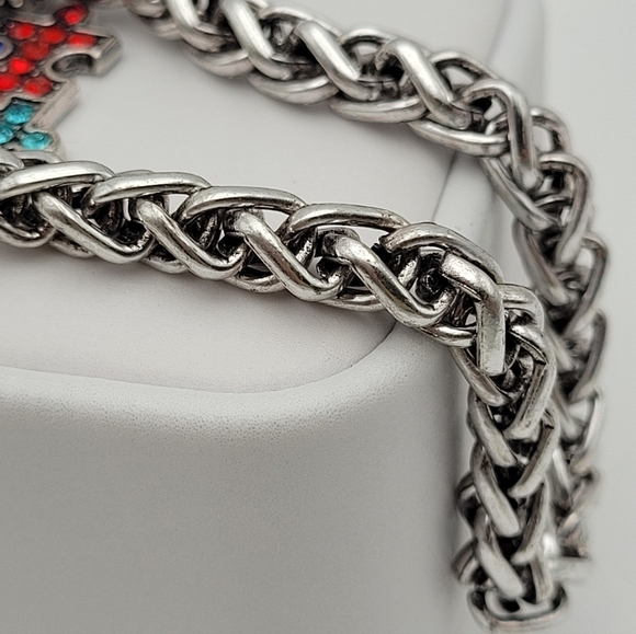 ✨2/$10✨ Puzzle Blue Red Yellow Turquoise Rhinestone Charm Bracelet Awareness - Picture 6 of 8